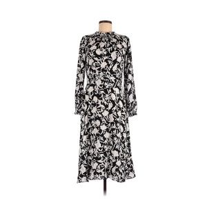 J. Crew Floral High-Neck 3/4 Sleeve Midi Dress, Size 6, Black & White